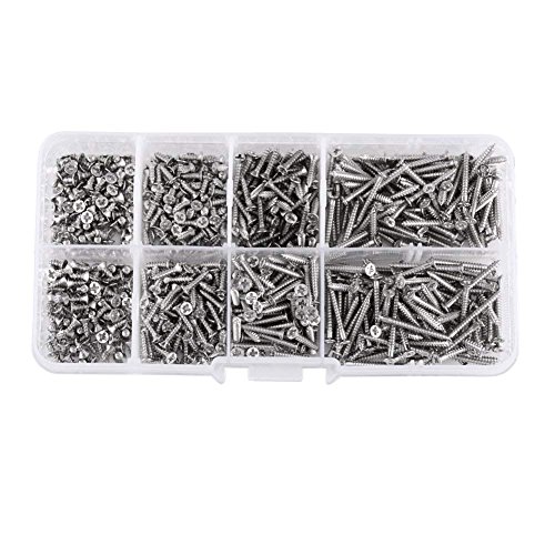 La Mejor review de Maquinas carpinteria los mejores 10. 29 Paquete de 800 piezas de tornillos de acero al carbono M2 Unidad cruzada cabeza plana autoperforantes kits Kits para máquina de carpintería sujetador