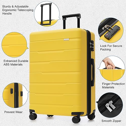 FridayParts 3 Piece Suitcase Set, Yellow and Black2