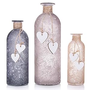 Frank Flechtwaren 3er Set Deko Vasen mit Herzchen
