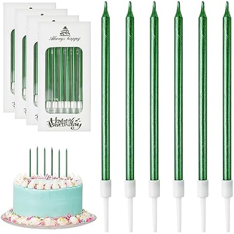 DONQL Long Birthday Cake Candles with Holders Cover