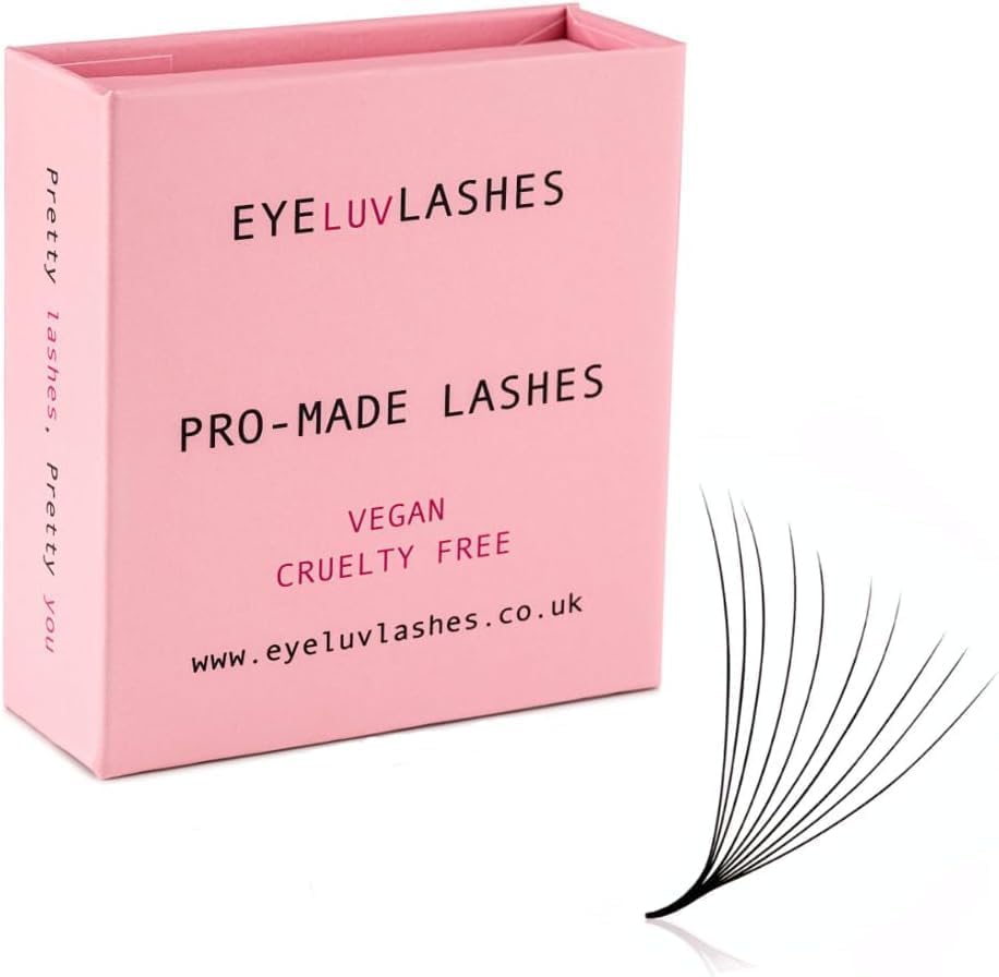 10D Promade Lash Fans D Curl 10mm Length 500 Individual Loose Fans premade Lash Fans 0.07 Pro made Lashes Individual Fans Eyelash Extensions Eyeluvlashes (D Curl 10mm Length)