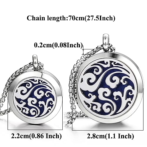 Aromatherapy Essential Oil Diffuser Necklace Tree of Life Cloud Design Stainless Steel Locket Pendant Christmas Birthday Gift for Women Men XN059-060-2 - Image 5