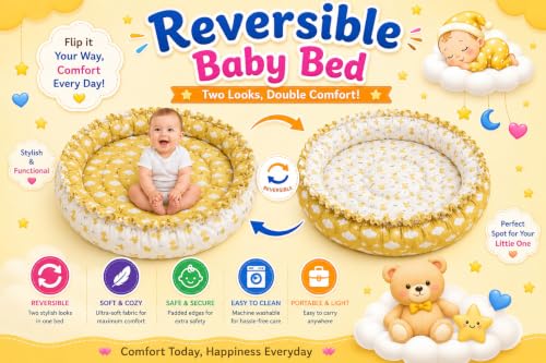 Image of Toddylon New Born Baby Reversible Bedding Set Cotton Mattress Nest (0-6 Months) Green
