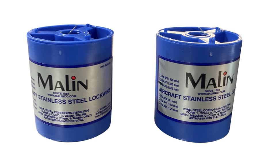 Malin MS20995C32 Safety Wire, 2-Pack - 0.032 Inch Diameter - Corrosion-Resistant Stainless Steel Safety Lock Wire