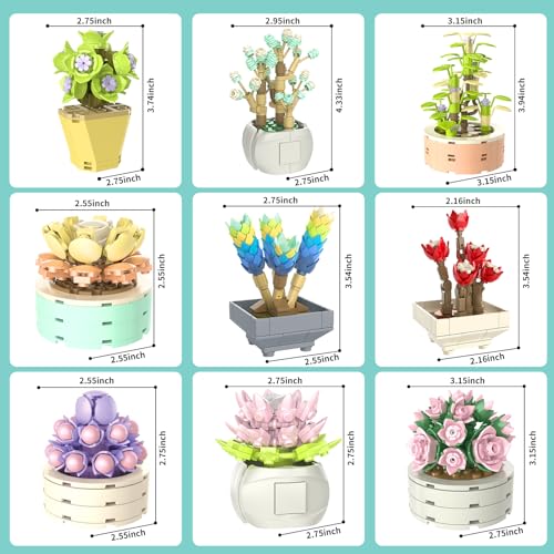 JMBricklayer Succulent Flowers Botanical Collection Building Set, Mothers Day Flowers Gifts for Mom, Plants Office Home Decor Bonsai, Creative Toys Building Project for Adults, Gifts for Girls Women - Image 4