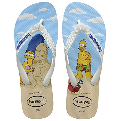 Chinelo, Havaianas, Simpsons, Adulto Unissex, Branco/Azul Estrela, 37/38
