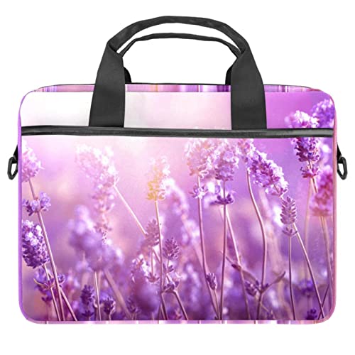 Housse ordinateur 13 pouces à bandoulière anti-rayures motif fleurs lavande violet