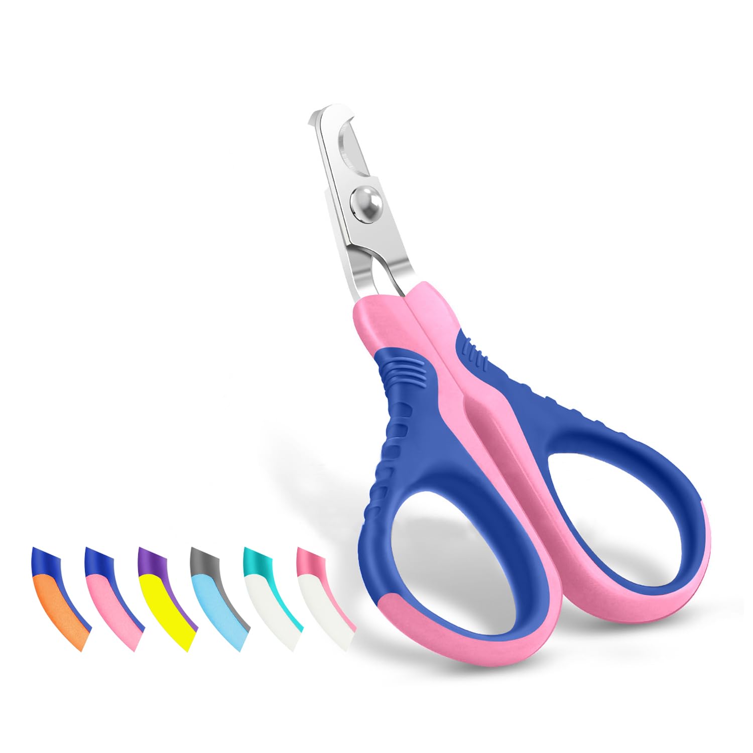 WePet Pet Nail Clippers U07.1, Professional Claw Trimmer, Bended Scissor Special for Cats, Kittens, Dogs, Puppies, Small Animals, Pink/Navy Blue