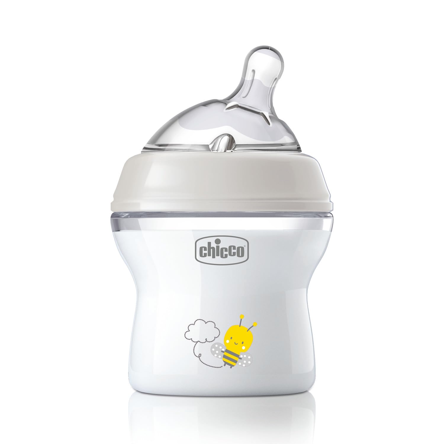 Chicco Natural Feeling Biberon Anticolica 0 Mesi + da 150 ml, Biberon con Tettarella in Silicone Morbida e Flessibile, Adatto per Allattamento Misto, Flusso Lento, Colore Neutro