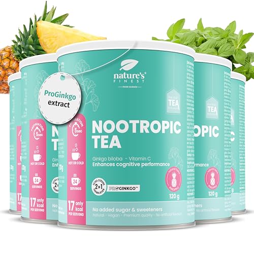 Nature's Finest by Nutrisslim Nootropic Tea – Té Instantáneo Blanco Con Ginkgo Biloba Y Vitamina C - Sabor Único Y Preparación Rápida