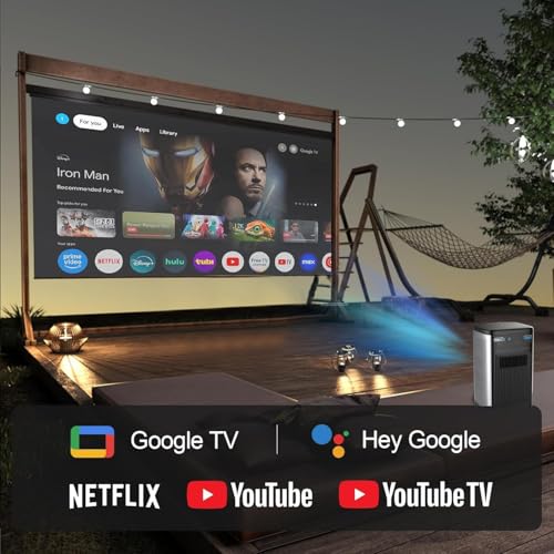 Image of GTBOX C2000 Mini Projector with 5G WiFi and Bluetooth, DLP Portable Outdoor Projector, Native 540P (4K Supported), Auto Focus & Keystone, Built-in 8000 mAh Battery, Dual 5 W Speaker for Home