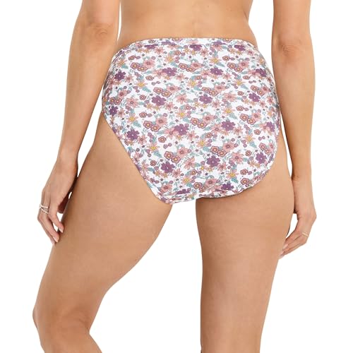 Image of Jockey Women's Underwear Elance French Cut - 3 Pack Underwear Women Pack, 100% Cotton, Bleached /Elissa Floral /Silver Plum, 10