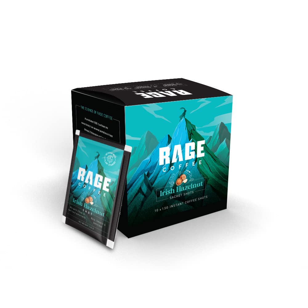 Rage Coffee 10 x Instant Coffee Sachets Irish Hazelnut Flavoured