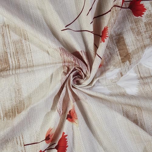 Image of Haus & kinder Double Bedsheet for Queen Size Bed | 90 x 100 Inches 144 TC Cotton Bedsheet for Double Bed with 2 Pillow Covers - Pink Flower Sketch