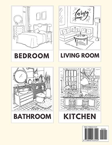 Coloring Book For Adults Interior Design: Home Sweet Coloring Book