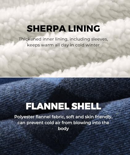 Image of ZITY Men's Flannel Hooded Jacket Fleece Sherpa Lined Plaid Shirts Jackets Zip Up Sweatshirt Hoodies for Men with 4 Pockets