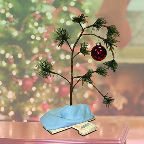 Product Works 14211 Charlie Brown Musical Christmas Tree with Linus's Blanket Holiday Décor & 24-Inch Charlie Brown Christmas Tree with Linus's Blanket Holiday Décor, Classic Ornament, Green