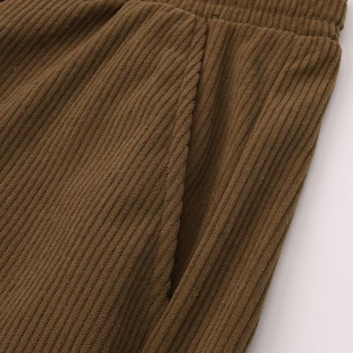 Casual Corduroy Pants Men Elastic Waist Drawstring Baggy Sweatpants Relaxed Fit Straight Leg Pants with Pockets3