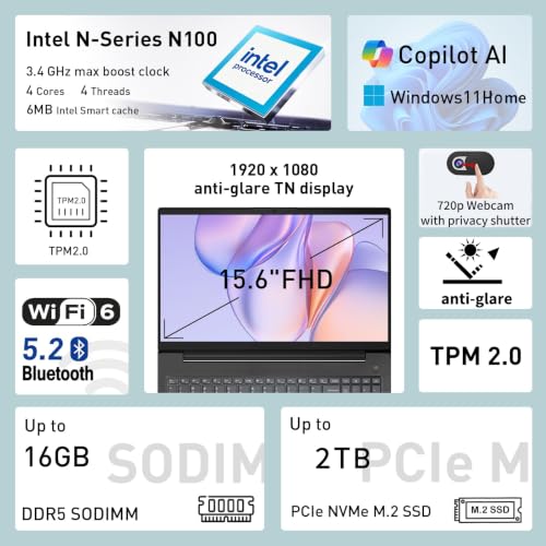Image of Lenovo 15.6 inch V15 G6 Business Laptop, 2026 Edition, 8GB DDR5 256GB SSD
