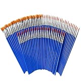 100 Pcs Paint Brushes Bulk for Kids/Students/Starter/Teens/Children ，Round Flat Small Brush Set for