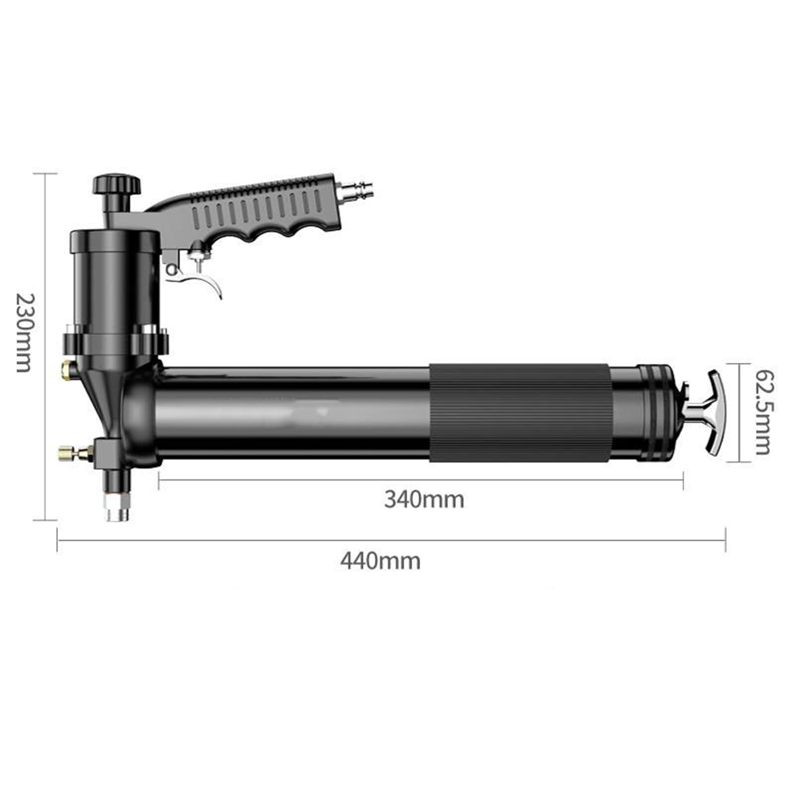 Kit De Pistola De Engrase Neumática para Trabajo Pesado De 12000 PSI, Disparo Continuo Extraíble, con Manguera/Tubo Duro/Boquilla Puntiaguda/Boquilla Plana Y 9 M De Tubo (con Conector)