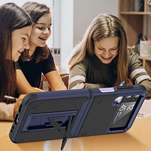 Coque Samsung Galaxy Z Flip 4 antichoc bleu marine avec béquille intégrée