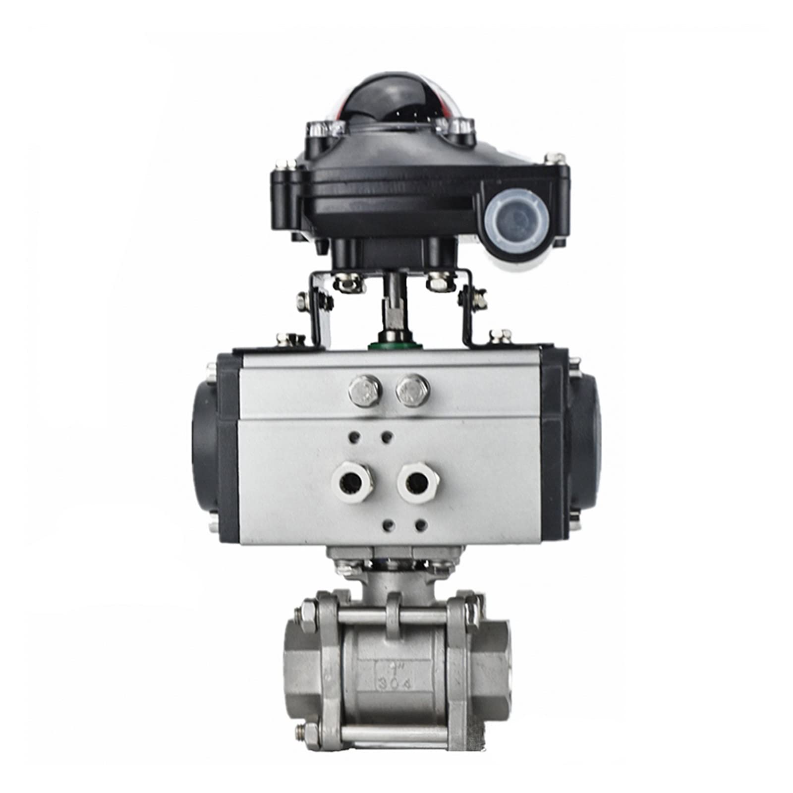 QRUYHBAJU 1-1/2" Three Piece High Platform Pneumatic Ball Valve Stainless Steel 304 Double Acting Cylinder With Signal Feedback Switch