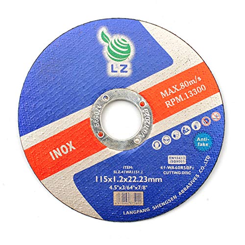 Disco de Corte Metal 115mm x 1mm x 22mm por LZ - pack de 10, para amoladora angular, ULTRA DELGADO, DURADERO, RPM 13300, 80M/S (10)