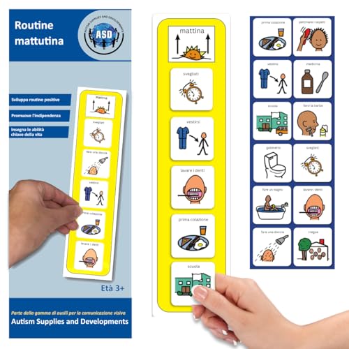Routine Mattutina Agenda Visiva Bambini Autismo – 12 Flashcards - Italiano – CAA Giochi Montessori e Educativi – Ludattica - Regali per Autist