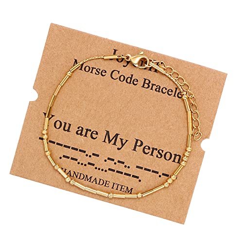 Image of JoycuFF Inspirational Morse Code Bracelets for Women Silver Beads Jewelry Encouragement Mantra Gifts for Her