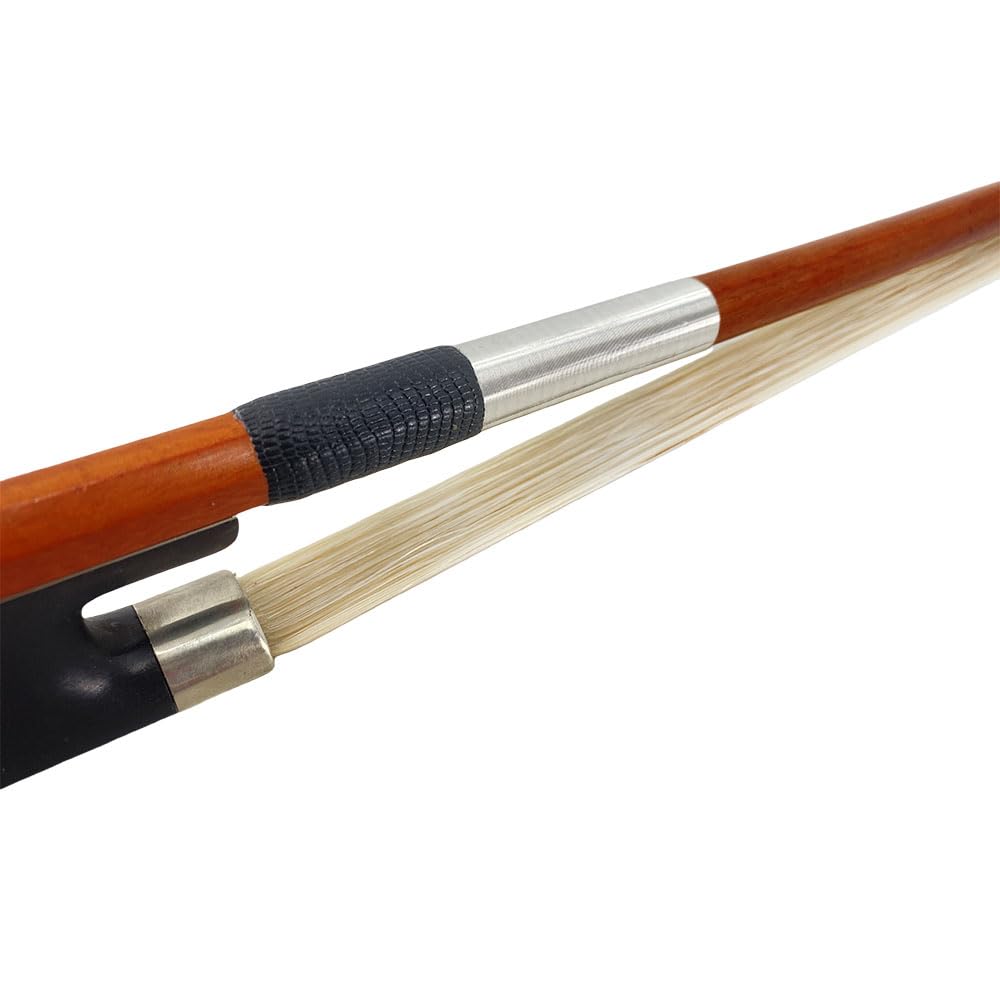 Archetto per contrabbasso 3/4 stile francese in legno di Brasile con rana in ebano naturale Mongolia Bow Hair ben bilanciato