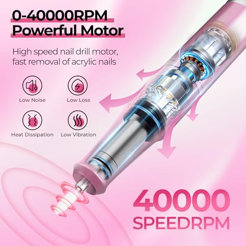 Josgloi YG618 Electric Nail Drill Professional: 40000Rpm Electric Nail File Kit Efile Nail Drill Machine thumb #1