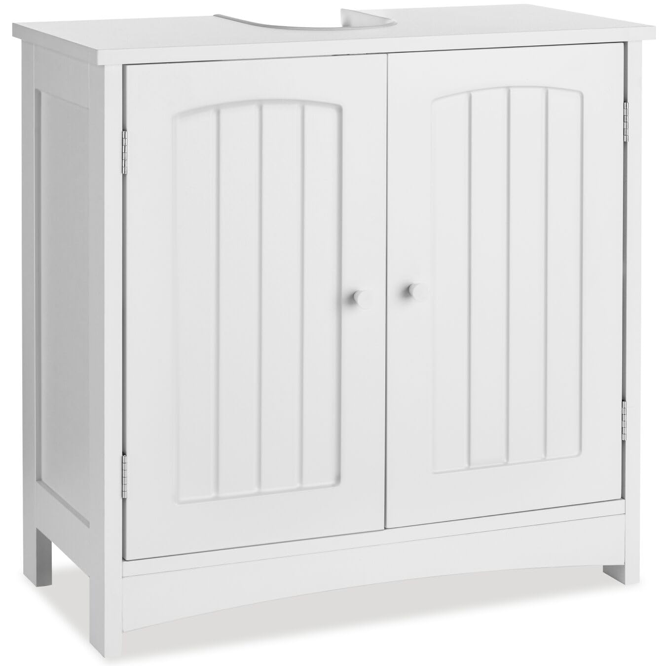 tectake® Mobile Sottolavabo Stile Country, 2 Scomparti Spaziosi, Porte Scorrevoli, Maniglie Robuste, Mobiletto Bagno Salvaspazio, Protezione Ritaglio Sifone - Capacità di Carico 35 kg