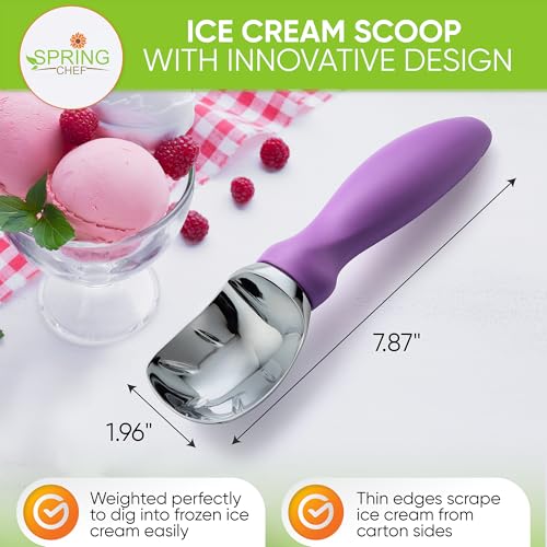Image of Spring Chef Heavy Duty Metal Ice Cream Scoop with Soft Grip Handle, Orchid