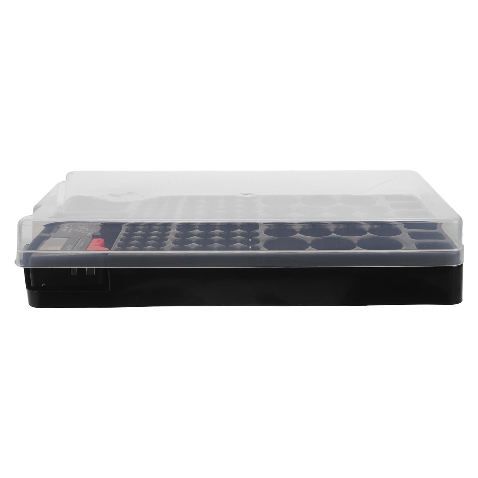 OUNONA Transparente Batteriebox mit LED Tester Kleiner Organizer aus Kunststoff Haushaltsbatterie Aufbewahrung für Aa Aaa Tragbarer Schutzbehälter für Zuhause und Unterwegs