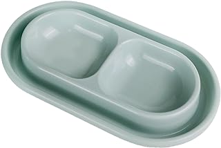 Baoblaze Cat Food and Water Bowl Set Cats Feeding Bowls Outside Easy to Clean Double Pet Food Bowl Dog Bowl Set for Small Medium Size Dogs Kitten Cats, Small Gray, as described