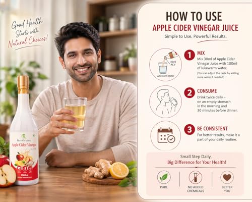 Image of Apple Cider Vinegar Juice Herbal Liquid Drink with Garlic Ginger Lemon Honey Arjun Chaal Natural Wellness Beverage for Men & Women 1000ml