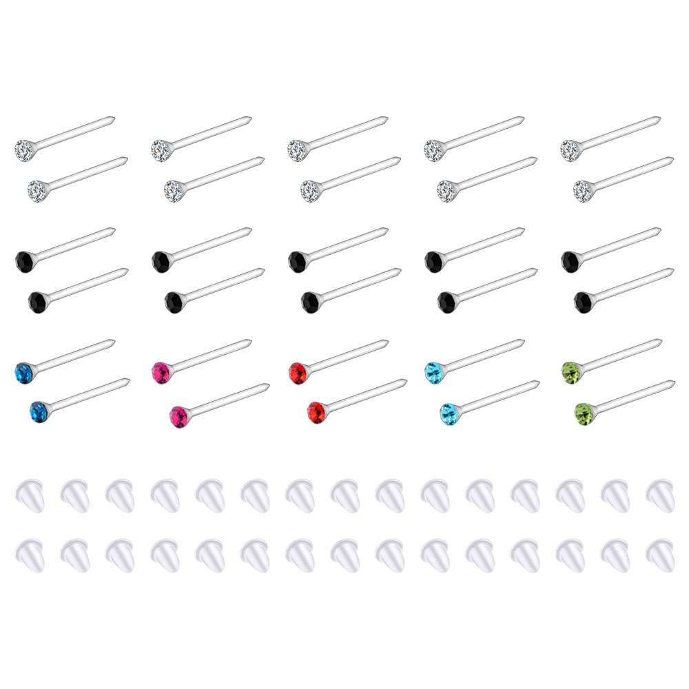 Stuppendux 16G 1.2mm Unisex Plastic Silicone Clear Anti-Allergic Anti-inflammatory Rods Ear Sticks Ear Needles Earring Plugs Flat Needle Studs Set, Plastic, not_known