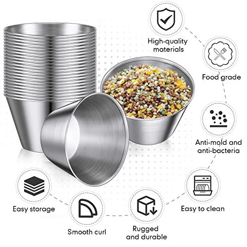 Potchen 36 Pieces 5.5 Oz Sauce Cups Stainless Steel Condiment Metal Dipping Round Condiments Ramekins For Dish Vinegar Butter Ice Cubes Lemon Slices Catering Camping Bbq Dinner Party Dressing #TOP2
