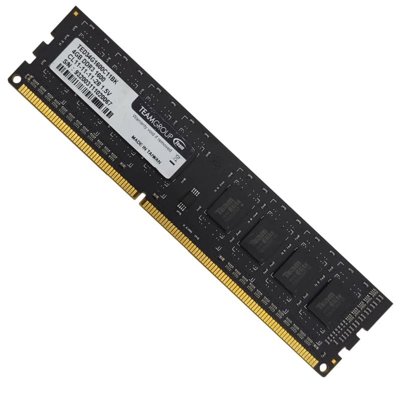 4GB RAM DDR3 PC3-12800 TEAM GROUP TED34G1600C11BK 1600MHz DIMM PC Escritorio