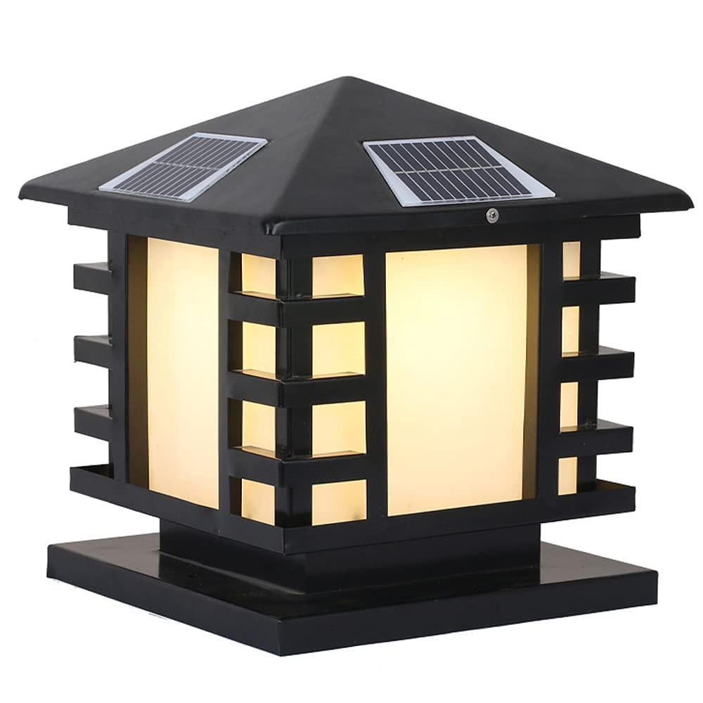 Solar Pillar Lights Outdoor Waterproof Lamp Minimalist Black Wrought Iron Pathway Lighting Garden Lights Patio Fence Post Solar