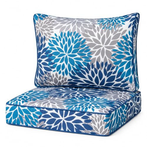 JMKaixin Outdoor Patio Seat/Back Chair Cushion Set 24"x24" Waterproof