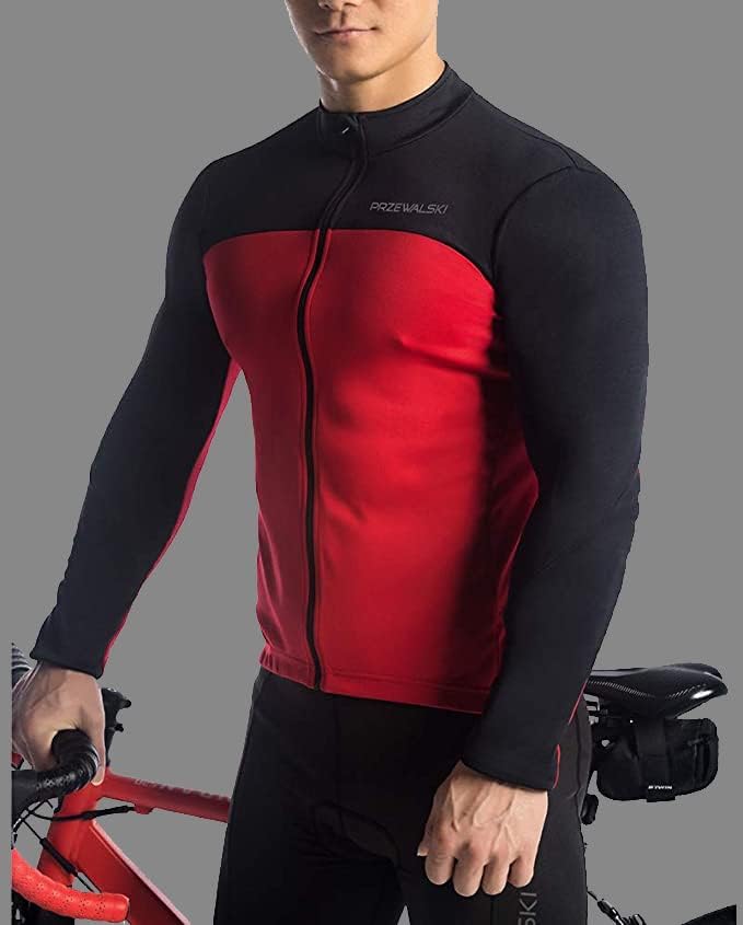 Przewalski Men's Cycling Jersey Winter Thermal Long Sleeve Fleece Cycling Jacket with 3 Rear Pockets - Image 6