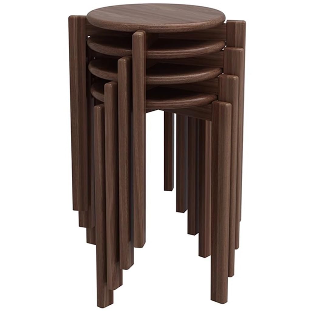 Sgabello Impilabile Set di 4 Sgabelli Rotondi Impilabili in Stile Vintage, Sgabello da Toeletta per Camera da Letto, Sgabello da Ricevimento per Soggiorno