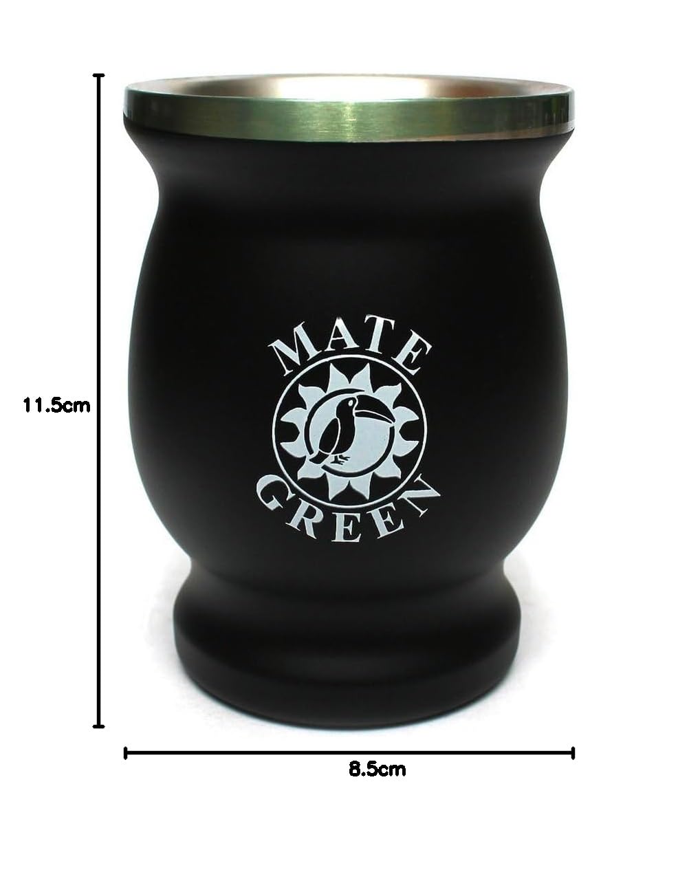 Yerba Mate-Tee Set per due tazze termomate in acciaio inox nero e argento | Bombilla Stohhalm per tè | Set di tazze da tè Mate, facile da pulire e molto resistente