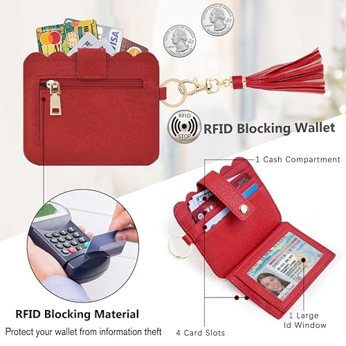 Image of Wristlet Wallet for Women with Keychain - RFID Card Holder Small Wallet Wristlet with Key Ring