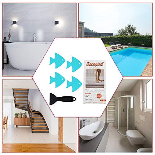 Secopad Bathtub Stickers Non-Slip, 24 Pcs Safety Shower Treads Adhesive Appliques With Premium Scraper (Blue) #TOP6