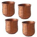 Wooden Tea Cups 4 Pack Top-Grade Natural Solid Wood Tea Cup Wine Mug for drinking Tea Coffee Wine Be