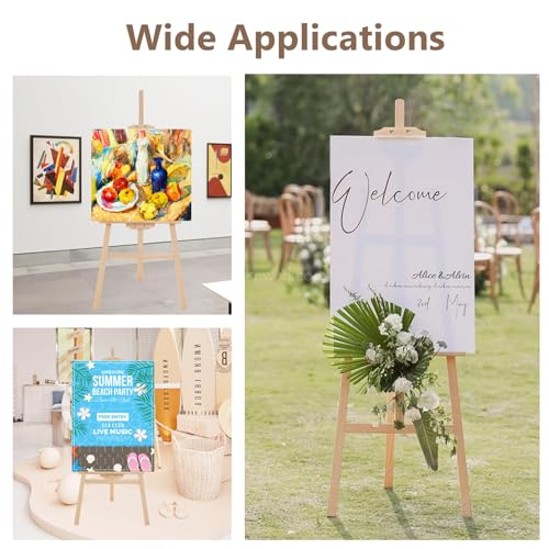Image of Falling in Art Adjustable Wooden Easel Stand for Painting&Display, Natural