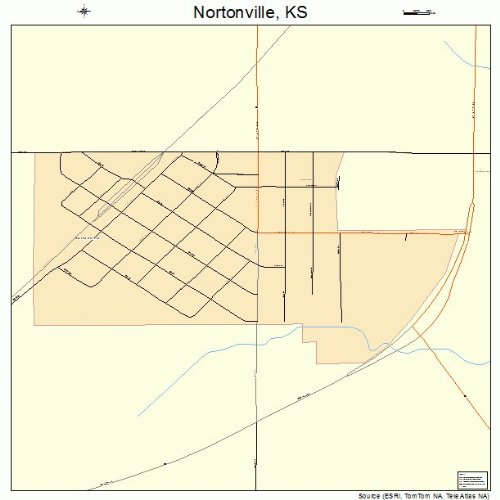 Large Street & Road Map of Nortonville, Kansas KS Printed poster size wall atlas of your home